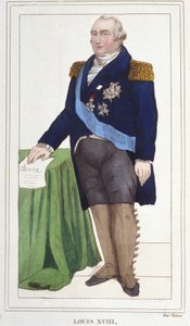 Portret Ludwika XVIII (1755 - 1824), grawerowanie króla Francji z 1830 roku. autorstwa Unknown artist
