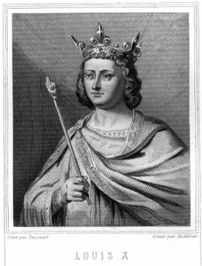 Portret Ludwika X le Hutina (1289 - 1316), króla Francji - w „Histoire des Français” Lavallée, rycina, sd. autorstwa Unknown artist