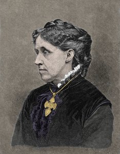 Portret Louisy May Alcott (1832-1888), amerykańskiej powieściopisarki. Grawerowanie kolorami z XIX wieku. autorstwa Unknown artist
