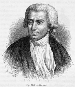 Portret Luigiego Galvaniego, włoskiego lekarza i fizyka (1737 - 1798) - w „Magnetyzmie i elektryczności” Amédée Guillemin autorstwa Unknown artist