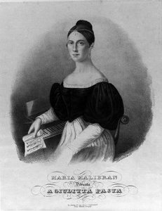 Portret Marii Garcii zwanej śpiewaczką Malibran (1808-1836), rycina poświęcona makaronowi Giuditta. autorstwa Unknown artist