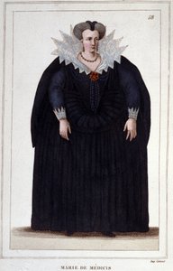 Portret Marii Medycejskiej (1573-1642), żony Henryka IV i matki Ludwika XIII. Grawerowanie od 1830 autorstwa Unknown artist