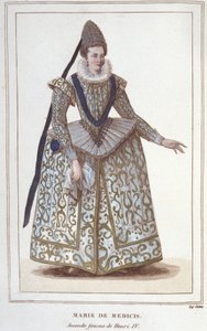 Portret Marii Medycejskiej (1573-1642), żony Henryka IV i matki Ludwika XIII. Grawerowanie od 1830 autorstwa Unknown artist