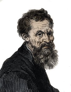 Portret włoskiego rzeźbiarza Michała Anioła Buonarrotiego - Portret Michała Anioła Buonarrotiego dit Michel Ange (Michelangelo lub Michelangelo autorstwa Unknown artist