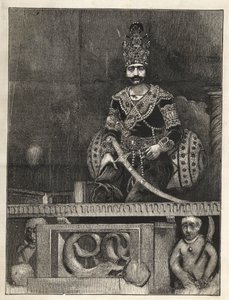 Portret Nassera Eda Dina (1831-1896), szacha perskiego (Iran). Nazywany również Nasseredin Shah, Nasserer-al-Din Shah Qajar, Nasser al-Din Shah Qajar, Nasiruddin Shah - (1831-1896) - 1873 autorstwa Unknown artist