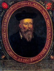 Portret Nostradamusa, Michel de Notre Dame (1503 - 1566) Francuski astrolog i lekarz. Grawerowanie miedzi autorstwa Unknown artist