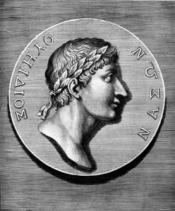Portret Owidiusza w medalionie. Rycina XIX wieku. Coll Maciet, Biblioteka Sztuki Dekoracyjnej, Paryż. autorstwa Unknown artist
