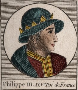 Portret Filipa III Francji, dit Philippe le Hardi (1245-1285) (dynastia Kapetyjczyków) - Filip III zwany Śmiałym Królem Francji - rycina z „Instruction sur l