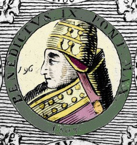 Portret papieża Benedykta IX. Rycina XIX wieku. autorstwa Unknown artist
