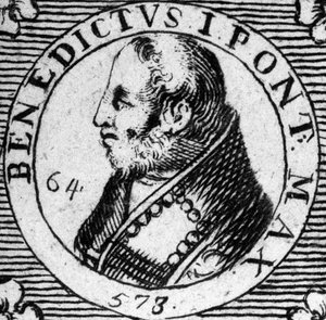 Portret papieża Benedykta I. Rycina z XIX wieku. autorstwa Unknown artist