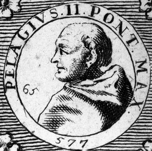 Portret papieża Pelage II (Pelagius) (520-590). autorstwa Unknown artist