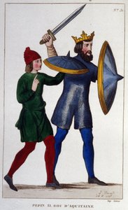 Portret Pépina II (823-864), króla Akwitanii. grawerunek z 1830 roku. autorstwa Unknown artist