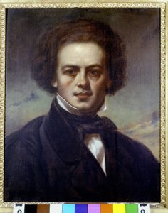 Portret Roberta Schumanna (1810-1856), niemieckiego kompozytora. Obraz anonimowy około 1840 r. Museo Teatrale alla Scala. autorstwa Unknown artist