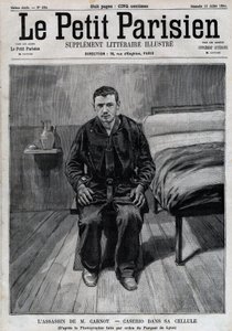 Portret Sante Caserio (1873-1894) Włoski anarchista, zabójca Sadi Carnota w więzieniu. Grawerowanie w „”Le Parisien”” autorstwa Unknown artist