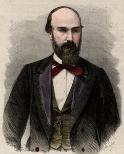 Portret polityka Santosa Gutierreza (1820-1872) i byłego prezydenta Stanów Zjednoczonych Kolumbii. Grawer w „”L