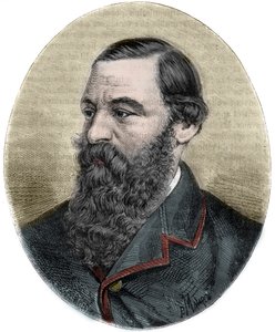 Portret sir Samuela Bakera (1821-1893) grawerunek z „”Picturesque Histoire des grands voyages au 19th century”””. 1877 autorstwa Unknown artist