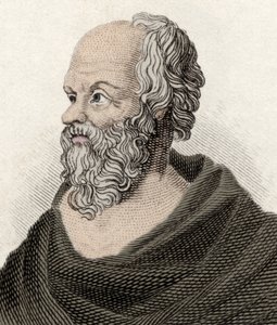 Portret Sokratesa (470-399 pne), filozofa greckiego. Grawerowanie z XIX wieku. autorstwa Unknown artist