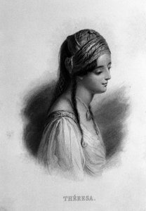 Portret Teresy Gamby w Guiccioli (XIX w.) zakochanej w poecie George Gordon Byron. Rycina XIX wieku autorstwa Unknown artist