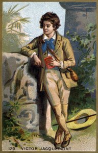 Portret Victora Jacquemonta (1801 - 1832), francuskiego botanika i podróżnika. Chromolitografia XIX wieku. autorstwa Unknown artist