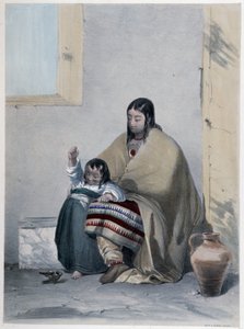 Portret Hurona, Indianina z Kanady, z dzieckiem - w „Szkicach Shytha w Kanadzie” Coke Smyth, Londyn autorstwa Unknown artist