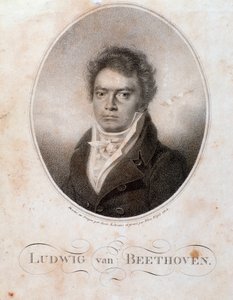 Portret niemieckiego kompozytora Ludwiga van Beethovena (1770-1827) Rycina. 19 wiek. Bolonia, Miejskie Muzeum Muzyki Bibliograficznej autorstwa Unknown artist