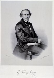 Portret niemieckiego kompozytora operowego Giacomo Meyerbeera (1791-1864) Rycina. 19 wiek. Bolonia, miejskie muzeum muzyki autorstwa Unknown artist