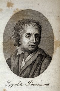 Portret włoskiego poety Ippolito Pindemonte (1753-1828), przyjaciela poety i włoskiego dramaturga Ugo Foscolo (1778-1827) Rycina XIX wieku autorstwa Unknown artist