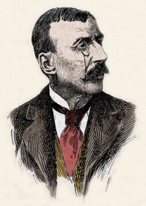 Portret portugalskiego pisarza i dyplomaty Jose Maria de Eeca de Queiros lub Queiroz (1845-1900). Rycina XIX wieku autorstwa Unknown artist