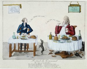 Portret smakosza: „”trzeba jeść, żeby żyć, trzeba żyć, żeby jeść”” – grawerunek autorstwa Unknown artist