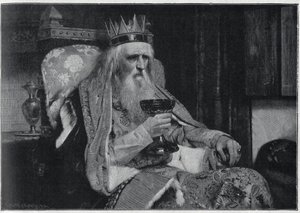 Portret króla Thule z obrazu Van der Ouderaa. Grawerowanie w „”Le sun-du-dimanche”” autorstwa Unknown artist