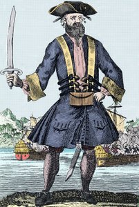 Portret pirata Edwarda Teacha z Barbenoire (Czarnobrody lub Czarnobrody) autorstwa Unknown artist