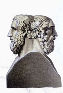 Portrety Homera (IX wiek pne) i Archiloque (712 pne - 648 pne), poetów greckich. autorstwa Unknown artist