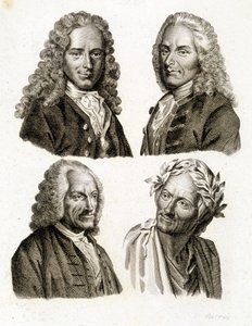 Portrety Woltera w różnym wieku - grawerowanie autorstwa Unknown artist