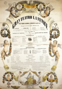 Plakat do wykonania opery „Aida” włoskiego kompozytora Giuseppe Verdiego (1813-1901) do przedstawienia w teatrze La Fenice w Wenecji w latach 1843-1844. autorstwa Unknown artist