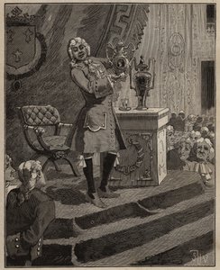 Ceramika: Pierre Joseph Macquer (1718-1784) prezentujący w Akademii pierwszą twardą porcelanę wykonaną we Francji przez fabrykę Sevres w 1769 r. Grawer z 1885 r. w „Les arts et metiers illustres” Adolphe BITARD. autorstwa Unknown artist