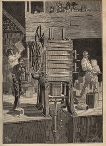 Ceramika: formowanie mechaniczne pustych części. Grawer z 1885 roku w „Les arts et metiers illustres” Adolphe BITARD. autorstwa Unknown artist
