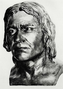 Prehistoria: rekonstrukcja człowieka z Cro-Magnon (popiersie) według Maca Grégora. autorstwa Unknown artist