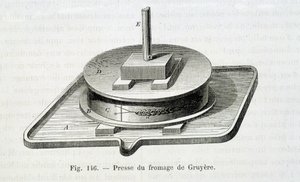 Prasa Gruyere - w „”Cuda przemysłu”” Louis Figuier autorstwa Unknown artist