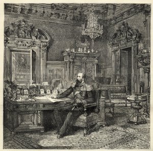 Książę Aleksander Bułgarski (1857-1893), w swoim gabinecie - Aleksander Battenberg - Portret Aleksandra I Bułgarskiego lub Aleksandra Battenberg (1857-1893) w swoim gabinecie - 1886 - autorstwa Unknown artist