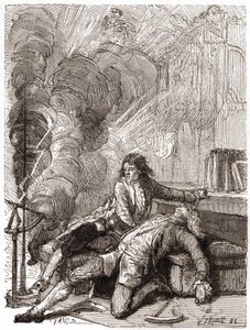 Profesor Georges Guillaume Richmann (1711-1753) zmarł w swoim warsztacie po eksperymencie z elektrometrem autorstwa Unknown artist