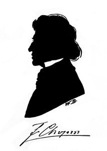 Sylwetka profilowa polskiego kompozytora Fryderyka Chopina (1810-1849) z autografem. 19 wiek autorstwa Unknown artist