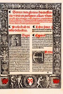 Prolog „Blanquerna” Raymonda Lulle w katalońskim Ramon Llull, po hiszpańsku Raimundo Lulio (Lullo) (Lull), kataloński filozof, teolog i poeta (1235-1315) autorstwa Unknown artist