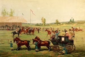 Pola wyścigowe. Chromolitografia kolorowa z końca XIX wieku. Paryż, Sztuka Dekoracyjna autorstwa Unknown artist