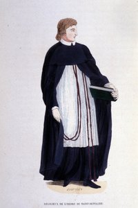 Zakonnicy Zakonu Grobu Świętego. Rycina z albumu na zakony, Paryż autorstwa Unknown artist