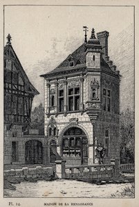Renesansowy dom - rycina z 1889 r. w „Historia zamieszkiwania ludzi na Wystawie Powszechnej 1889 r., p. Charles GARNIER - Librairie centrale des beaux-arts Paris 1889 autorstwa Unknown artist