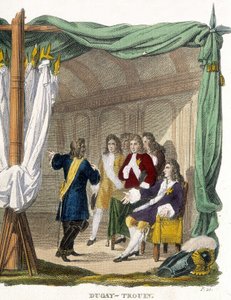 Rene Duguay Trouin (Duguay-Trouin) (Rene Trouin du Gue dit) (1673-1736) przed królem Ludwikiem XIV (1638-1715). Rycina XIX wieku. autorstwa Unknown artist
