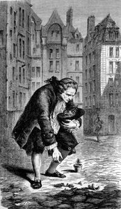 Przedstawienie Bernarda de Jussieu wprowadzającego cedr z Libanu do Francji w 1734 r. Grawer autorstwa Unknown artist