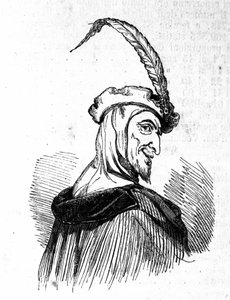 Reprezentacja Mefistofelesa (Mefisto), postać legendy Fausta. Rycina XIX wieku autorstwa Unknown artist