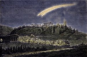 Przedstawienie komety nad miastem Ateny w 1878 roku. autorstwa Unknown artist
