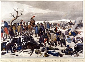 Wycofany z armii francuskiej w Moskwie w 1812 roku. Rycina XIX wiek. autorstwa Unknown artist
